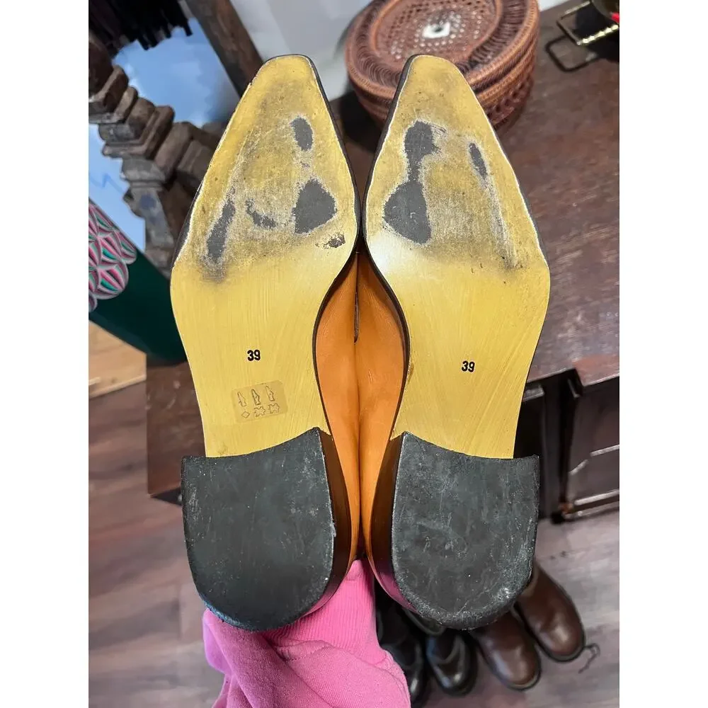 Vintage Bama Leather Penny Loafers Made in Germany Tan Square Toe Size 8.5